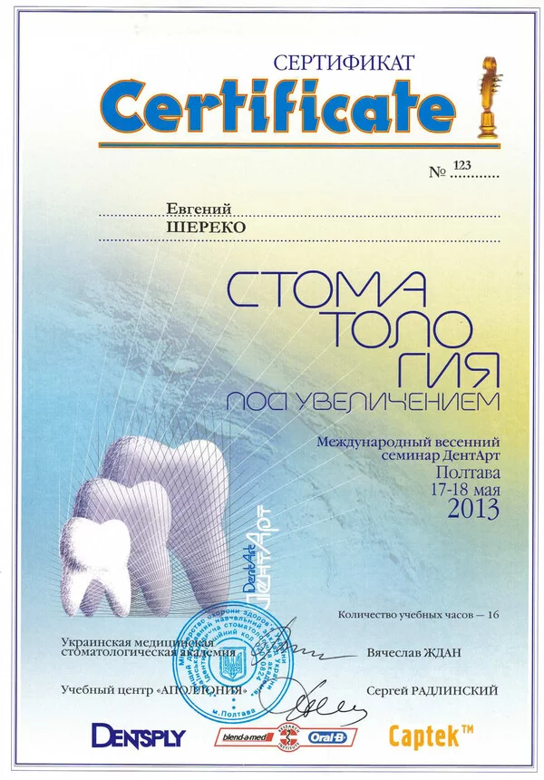 Сертификат Шереко Е.В 17-18.05.2013 №123