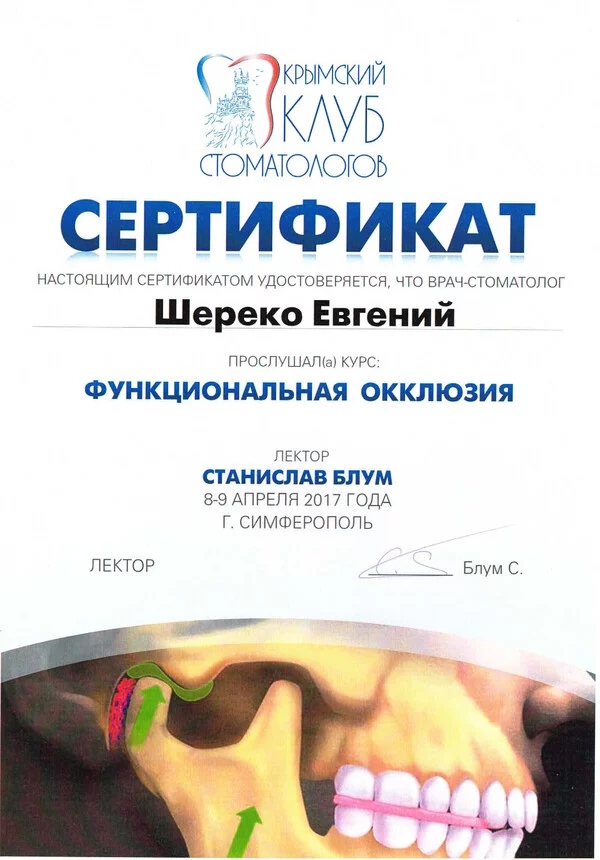 Сертификат Шереко Е.В 8-9.04.2017